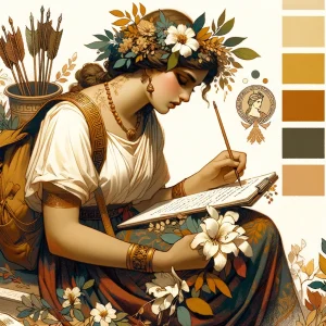 La diosa Ártemis escribiendo
